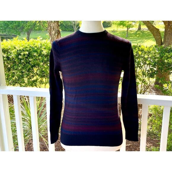 Patrick Assaraf Striped Wool Crewneck Sweater. - Picture 1 of 6